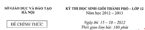 Đề thi chọn HSG TP_HN-2012